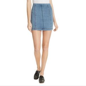 FREE PEOPLE modern femme stretch light denim‎ micro mini skirt 6
